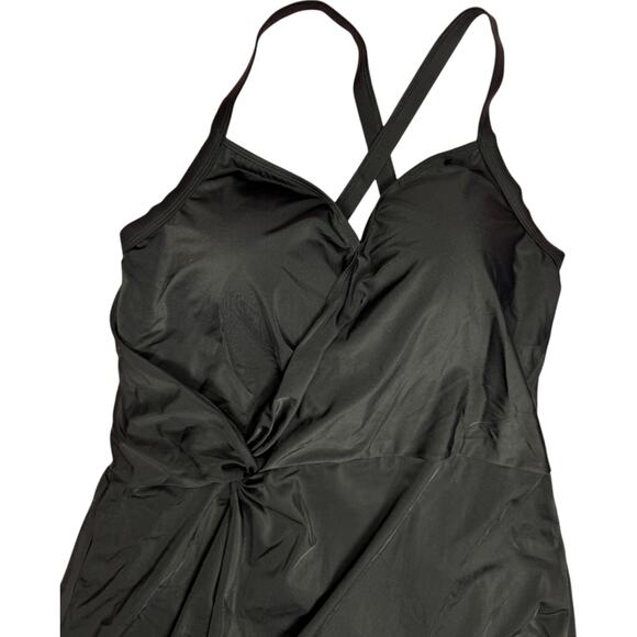 Susan Graver Soleil Knotted‎ Side Swim Dress Black Women's 16 Summer Beach NWOT - Picture 8 of 11